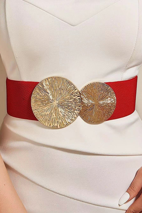 Fashionable Elastic Double Circle Decorative Wide Belt