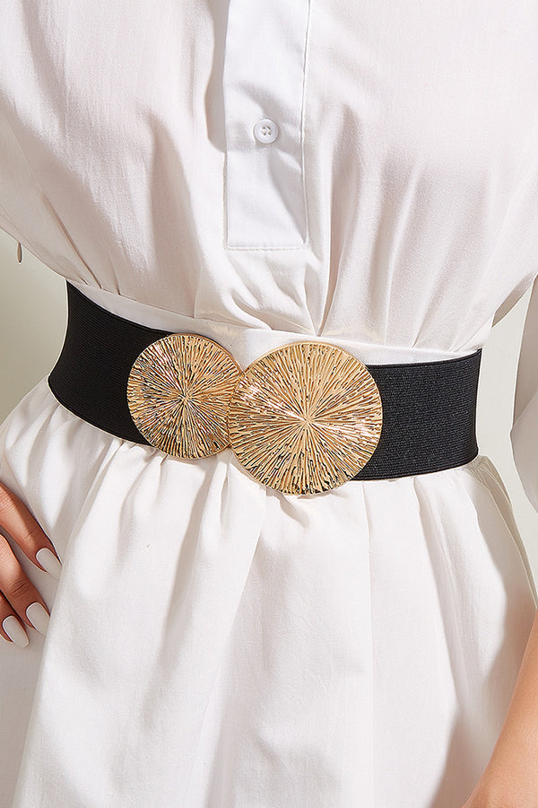 Fashionable Elastic Double Circle Decorative Wide Belt