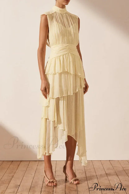 Faye Sleeveless Stylish Ruched Midi Dress