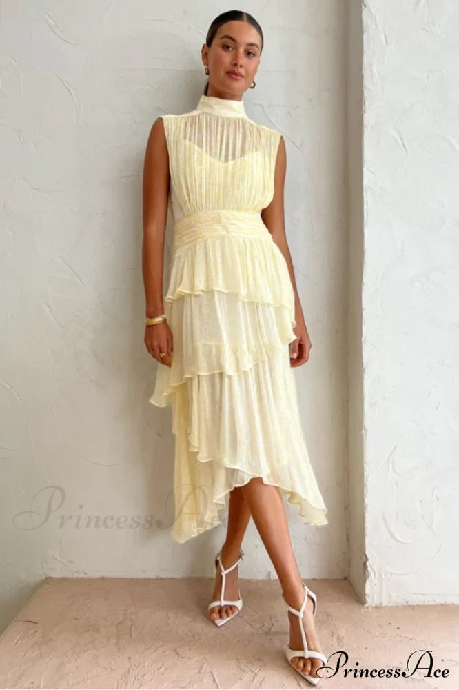 Faye Sleeveless Stylish Ruched Midi Dress