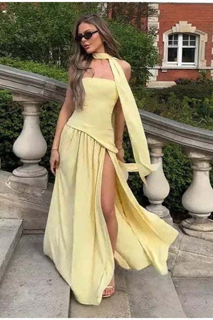 Open-Back Asymmetric Work Dress