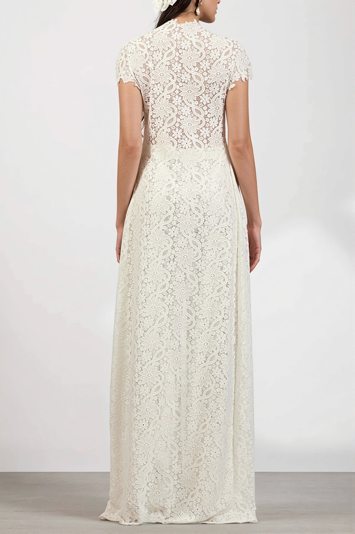 Lace Long Cape Cutout Pants Set