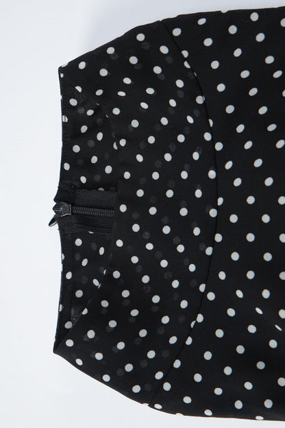 Black Halter Neck Polka Dot Ruffle Tiered Bubble Hem Mini Dress