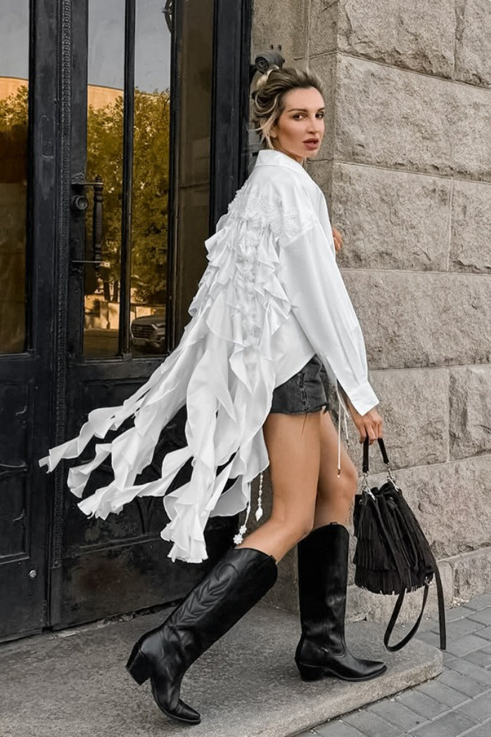 Punk Tiered Ruffle Lace Blouse