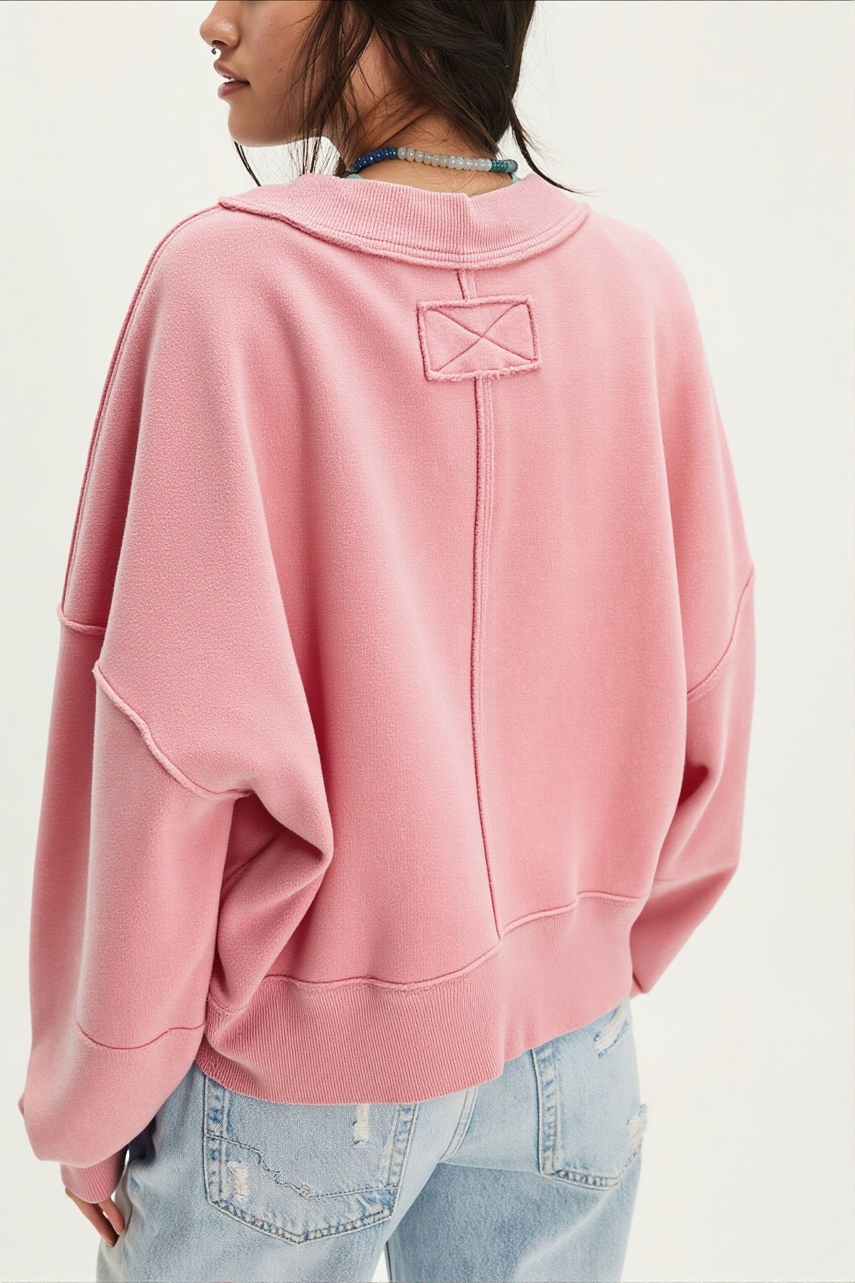 Solid Cropped Crewneck Sweatshirt