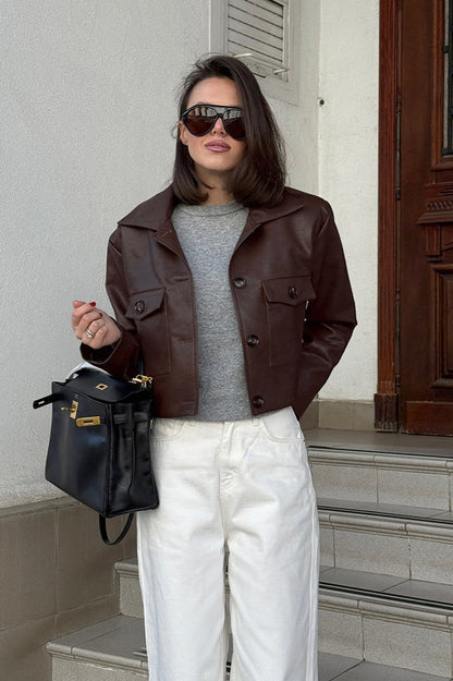 Vintage Short Moto Leather Jacket