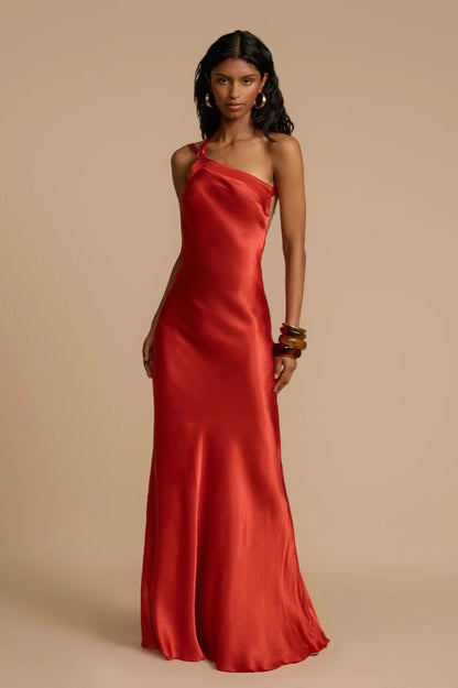 Satin One Shoulder Bodycon Formal Dress
