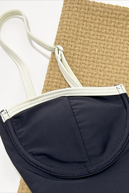 Contrast Color One Piece Bikini Set