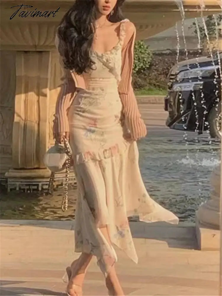 Floral Print Irregular Ruffles Dress For Women Summer Sexy Straps Elegant Party Evening Vintage Vestido Female Bodycon Robe