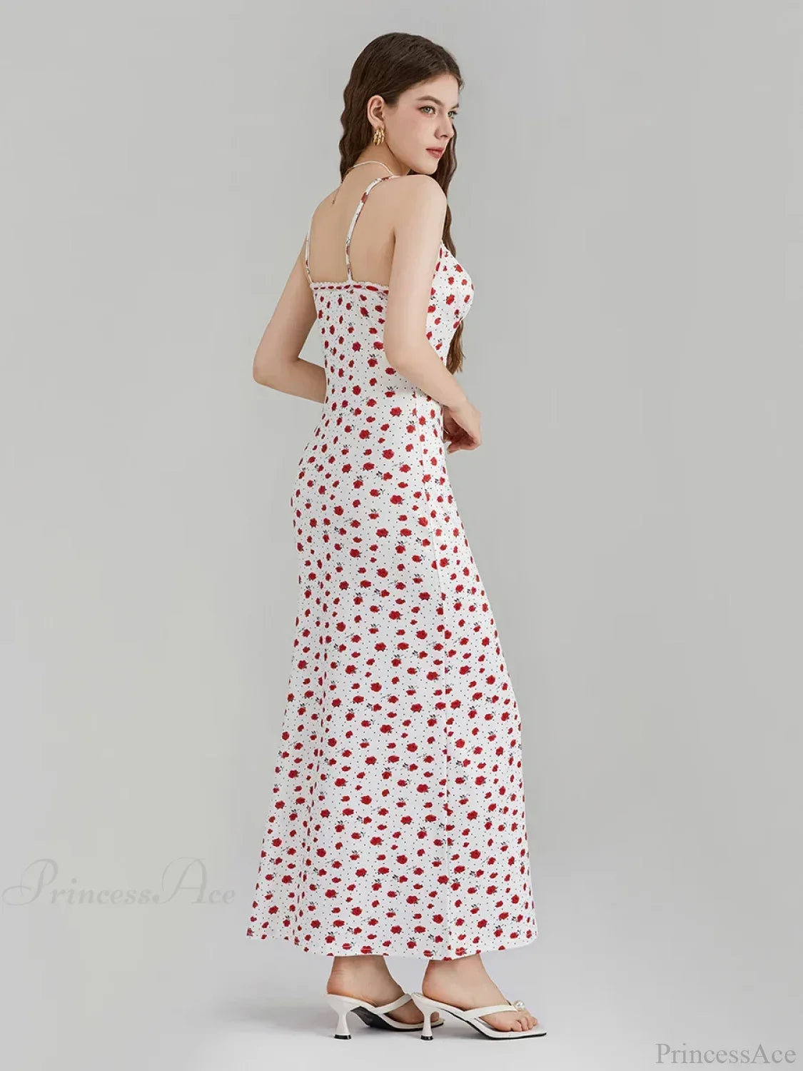 Floral Print Spaghetti Strap Ribbon Tie-Up Slip Vacation Floral Dress