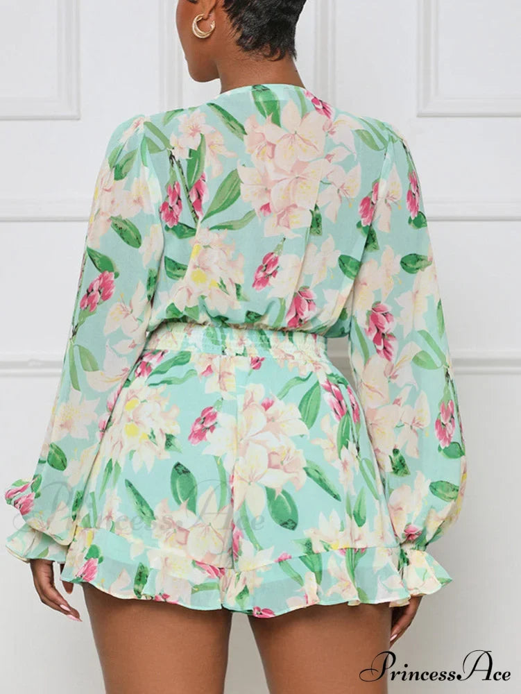 Floral Printed Puff Trendy Sleeve Midi Dress