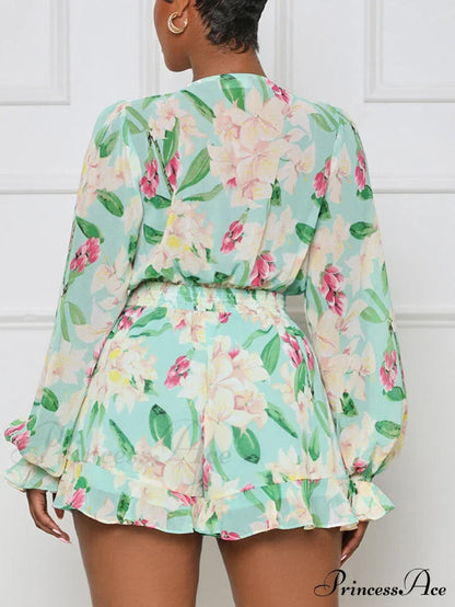 Floral Printed Puff Trendy Sleeve Midi Dress