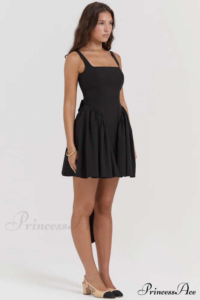 Florianne Black Stylish Bow Mini Dress