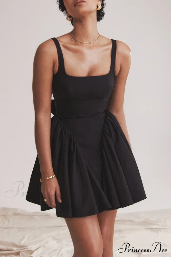 Florianne Black Stylish Bow Mini Dress
