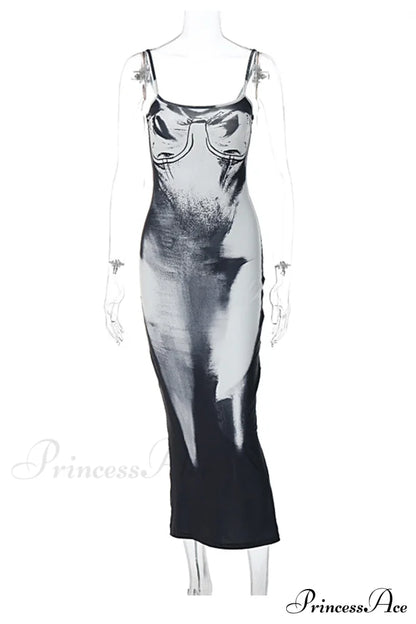 Gradient Black Bodycon Cami Dress