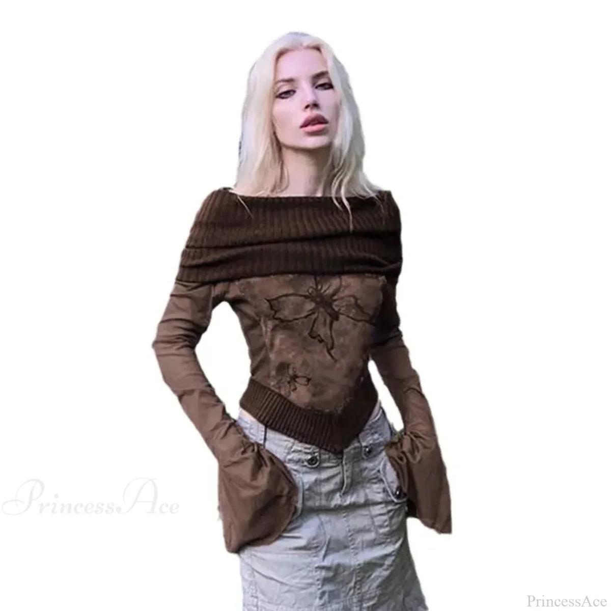 Grunge Sexy T-shirt Flare Sleeve Sweater