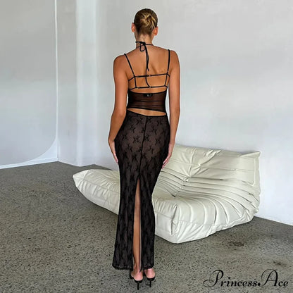 Halter Sleeveless Backless Split Maxi Dress