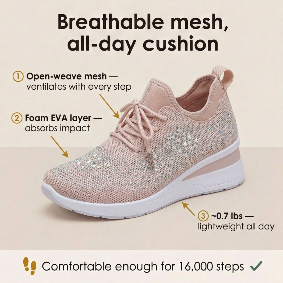 Women’s Rhinestone Wedge Sneakers