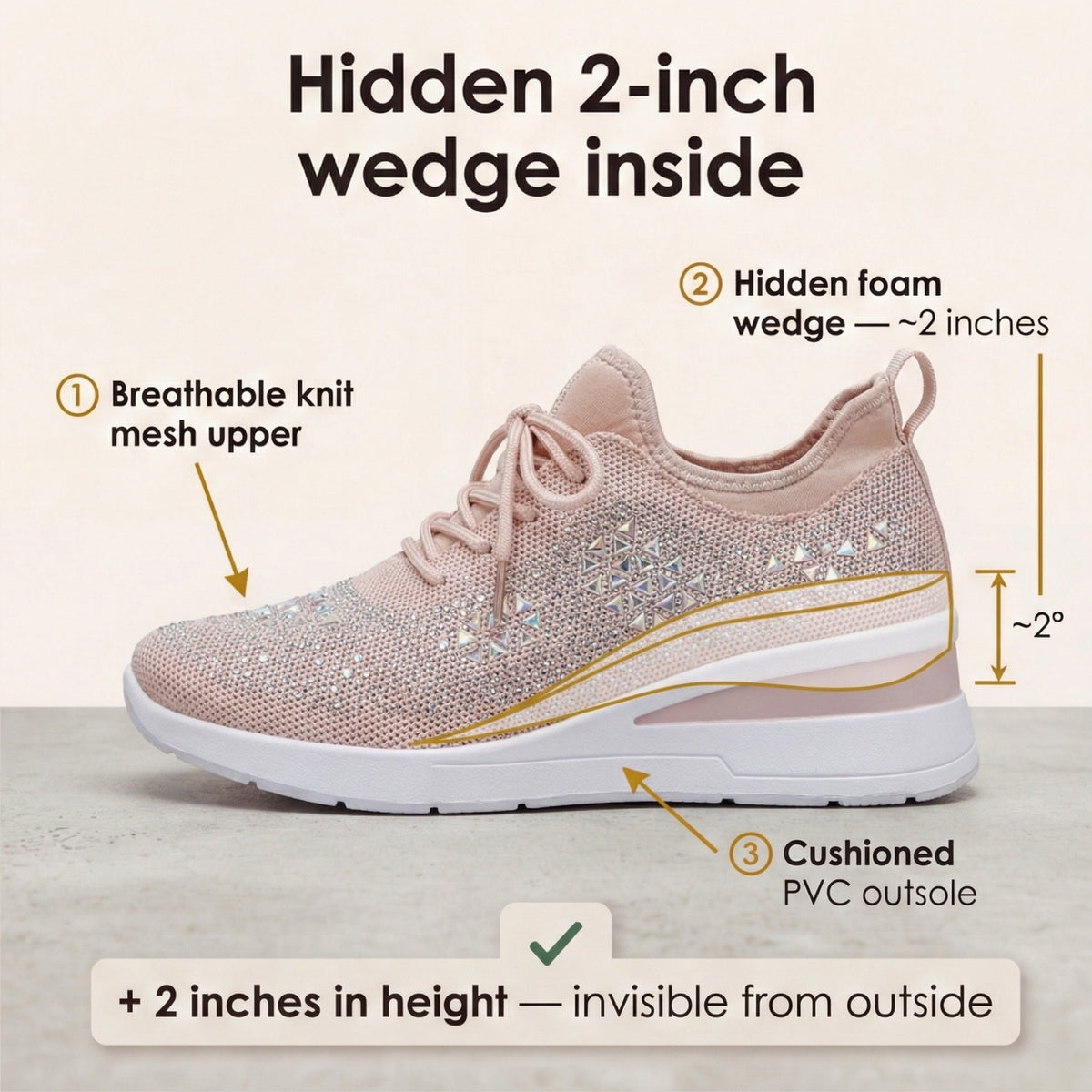 Women’s Rhinestone Wedge Sneakers