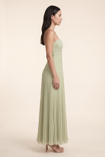 Nellie Pleated Strapless Maxi Dress