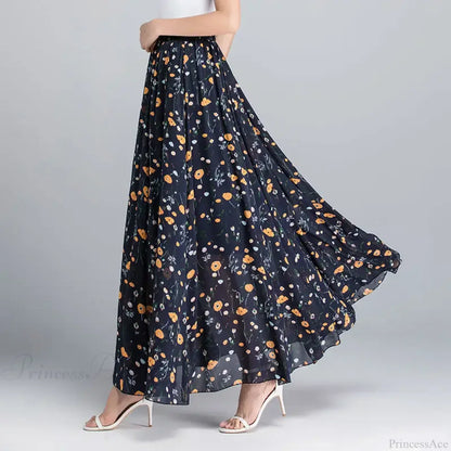 High Waist Elastic Waist Midi Full Long Skirt 2024