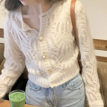 Hollow Out Elegant Vintage Long Sleeve Cardigan