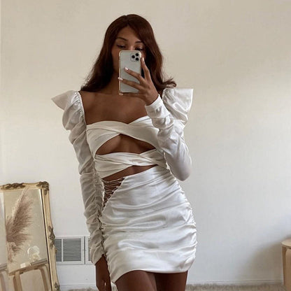 JANIS LACE Stylish UP MINI DRESS