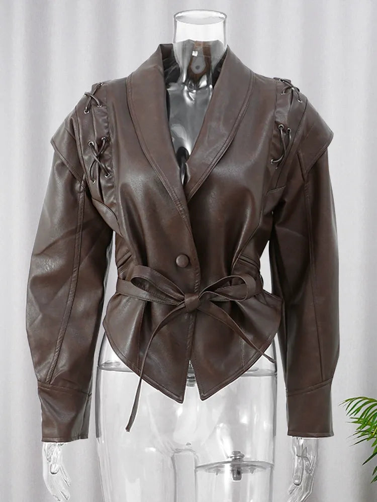 Mishika Crinkled Faux Leather Jacket