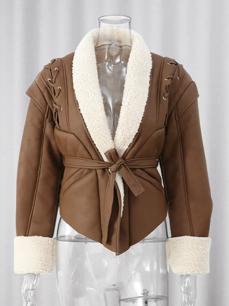 Mishika Crinkled Faux Leather Jacket