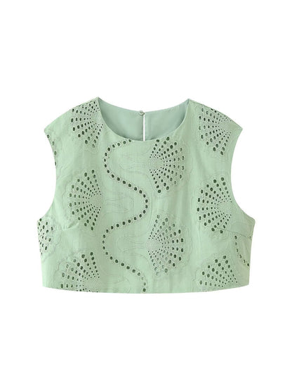 Alaura Green Embroidered Skirt Set