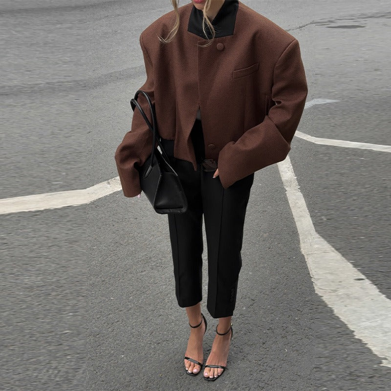 Isela Padded Shoulder Cropped Jacket