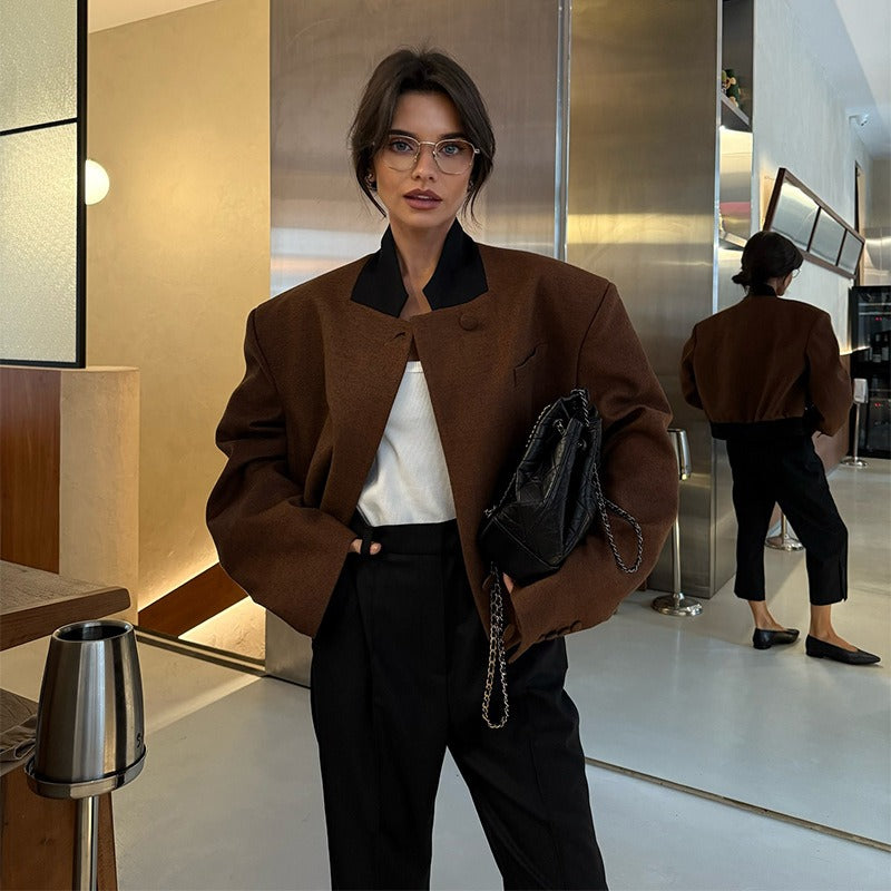 Isela Padded Shoulder Cropped Jacket