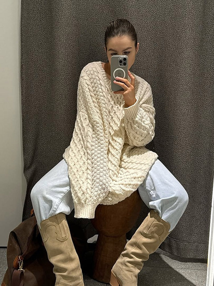 Azalea Textured Loose Knit Sweater