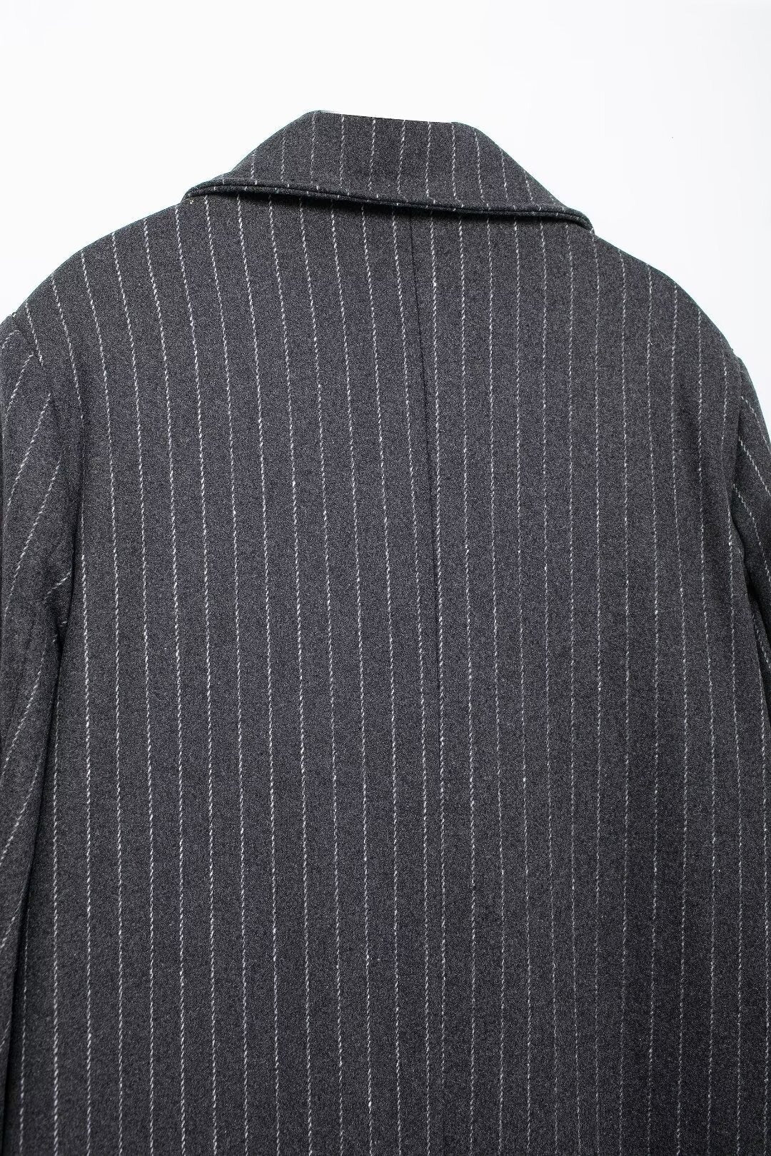 Kassidee Striped Lapel Long Coat