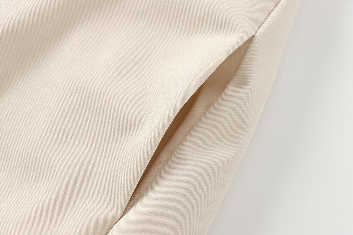 Mock Neck Zip Front Box Pleat A-Line Midi Dress