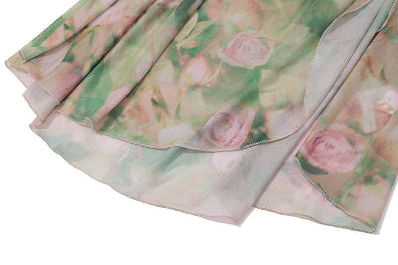 Floral Print Corset Bodice Halter Tie Ruched Waist Side Slit Maxi Dress