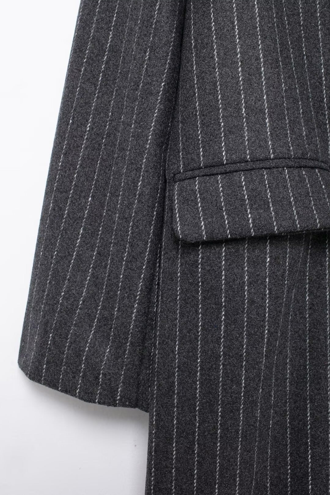 Kassidee Striped Lapel Long Coat