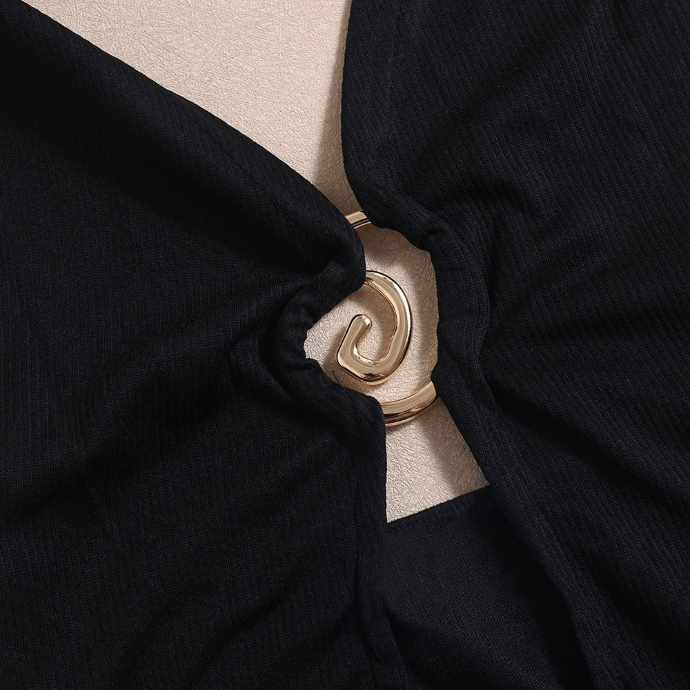 Mairead Spliced Split-Neck Maxi Dress