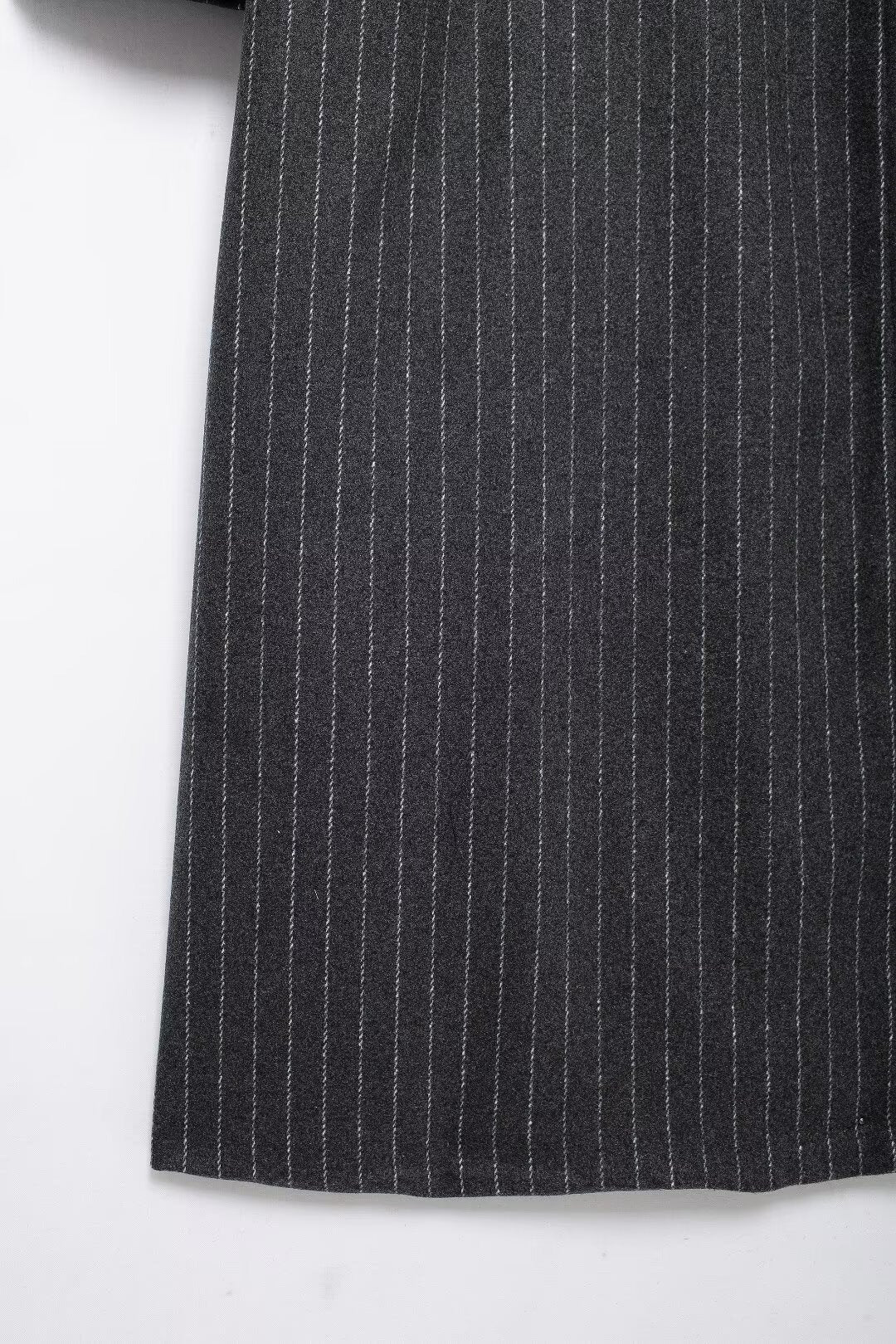 Kassidee Striped Lapel Long Coat