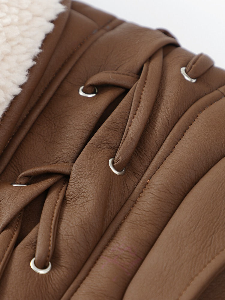 Mishika Crinkled Faux Leather Jacket