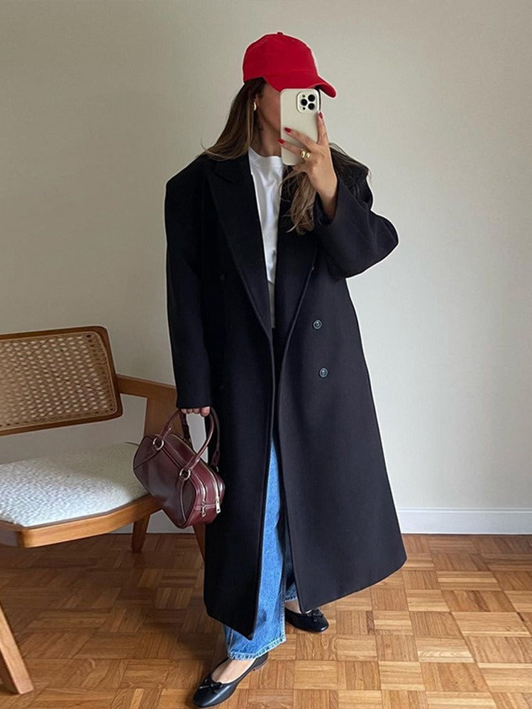 Violette Double-Breasted Long Coat