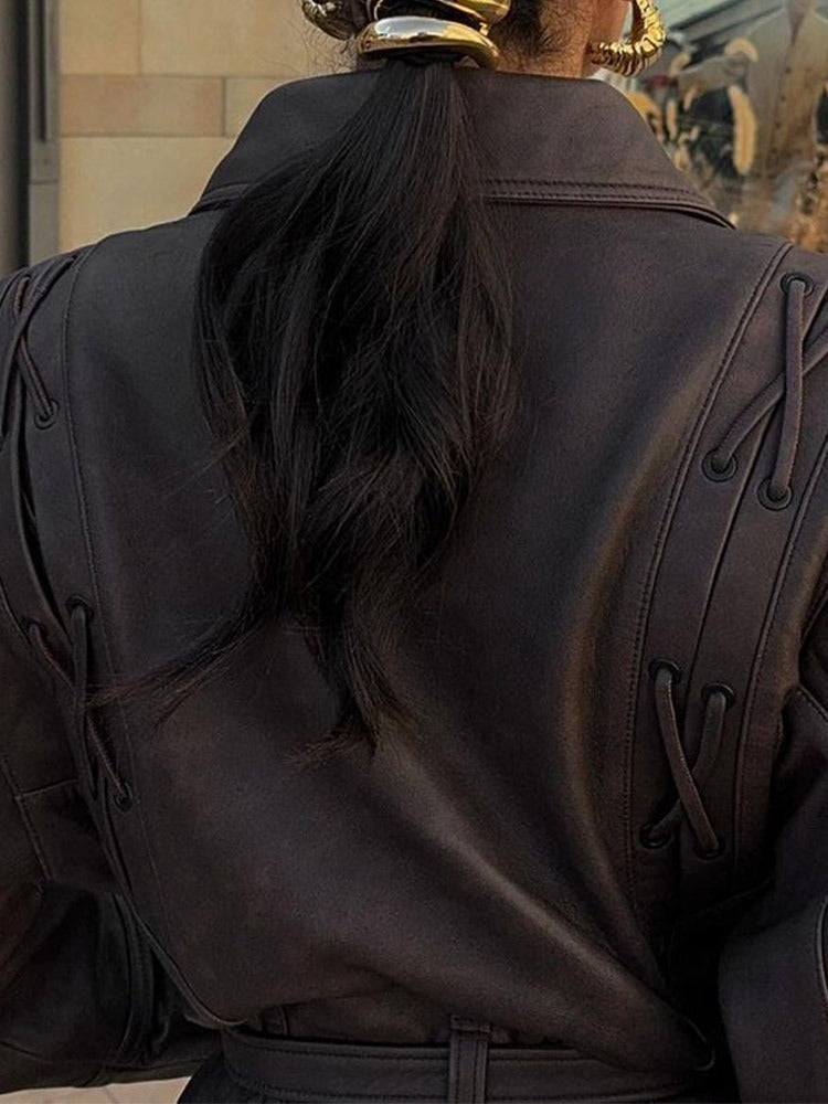 Mishika Crinkled Faux Leather Jacket