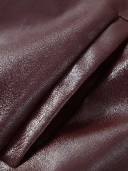 Jesse Burgundy Faux Leather Cropped Jacket