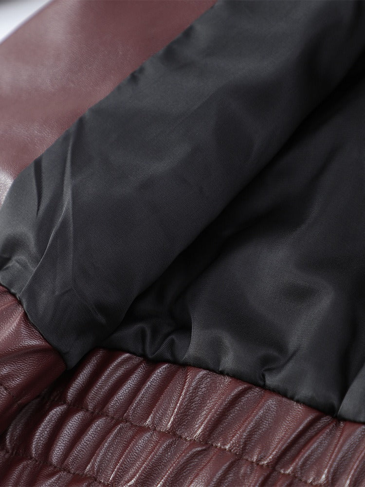 Jesse Burgundy Faux Leather Cropped Jacket