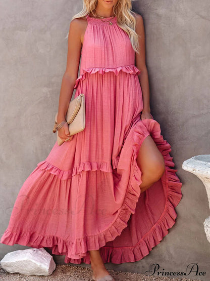 Irregular Cake Stylish Sleeveless Maxi Dress