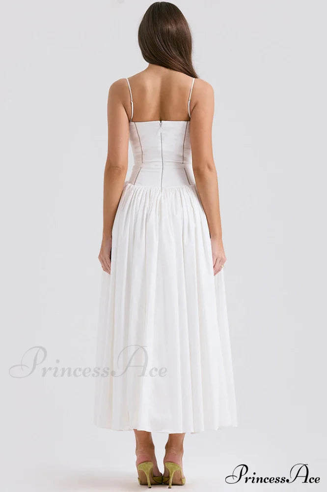 Isabella White Stylish Cotton Sundress