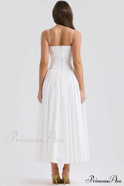 Isabella White Stylish Cotton Sundress