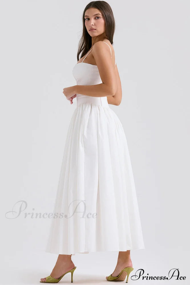 Isabella White Stylish Cotton Sundress