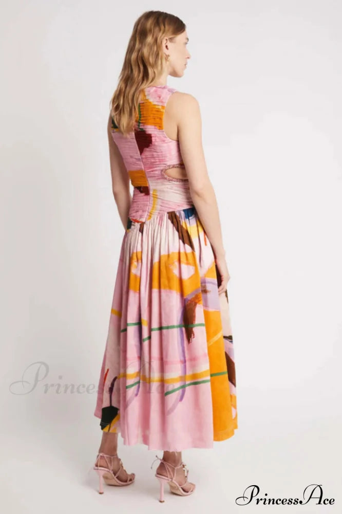 Jolie Abstract Stylish Cut-Out Midi Dress