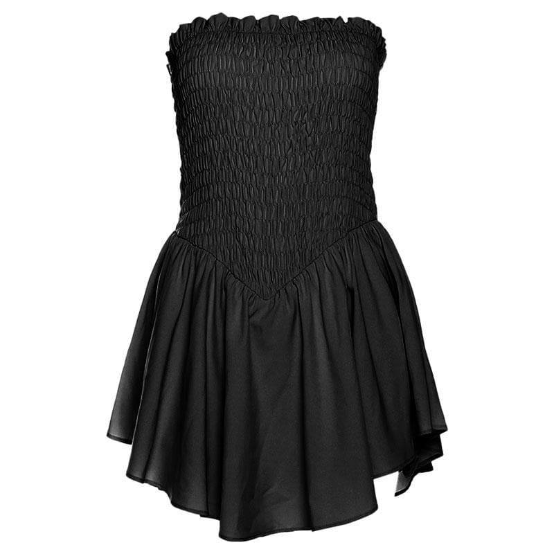 Smocked Tube Backless Ruffle Peplum Mini Dress